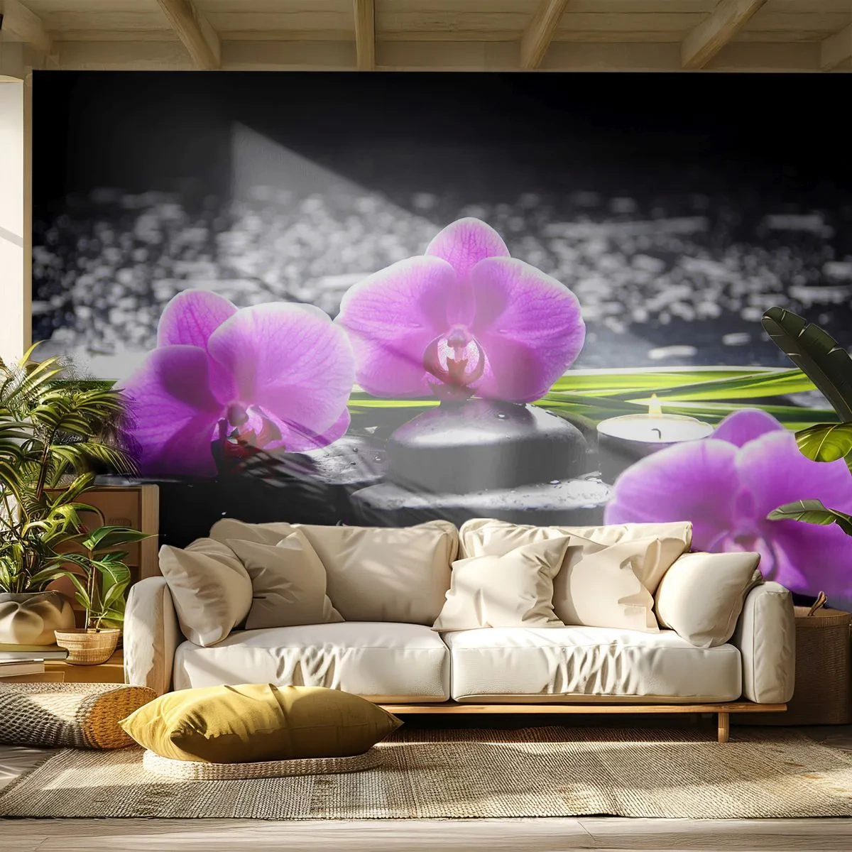 Självhäftande Fototapet Deluxe Sticker - Drunkna i tystnad och lugn - Blommor, Orkide, Orkide - 250x175 cm
