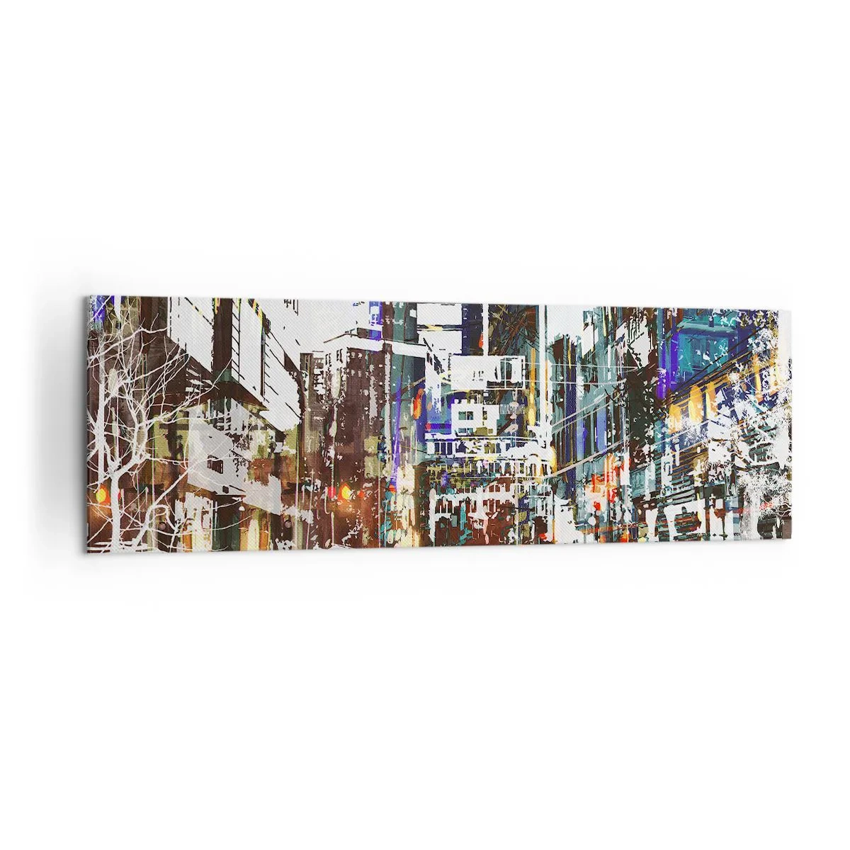 Canvastavla - Bild på duk - Blinkande stad - 160x50 cm