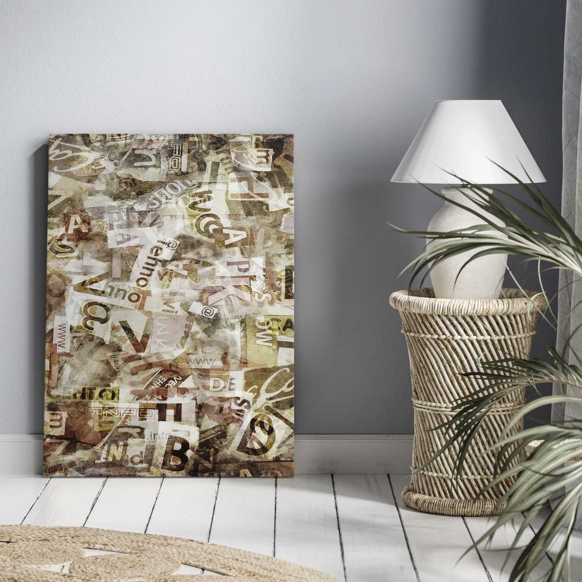 Canvastavla - Bild på duk - Snacket reduceras till enstaka bokstäver - 65x120 cm