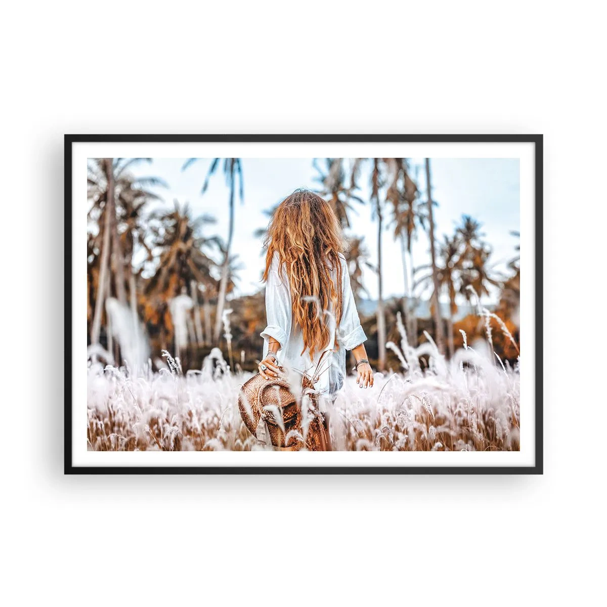 Affisch i svart ram - Född ur gräsdun - 100x70 cm