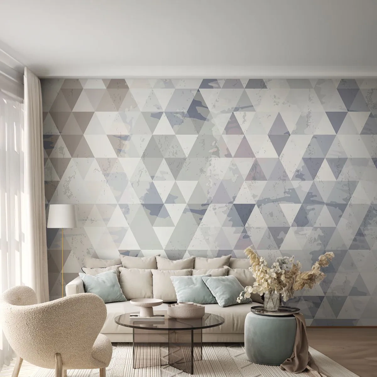 Självhäftande Fototapet Deluxe Sticker - Trianglar - Abstraktion, Bit, Trianglar - 250x175 cm
