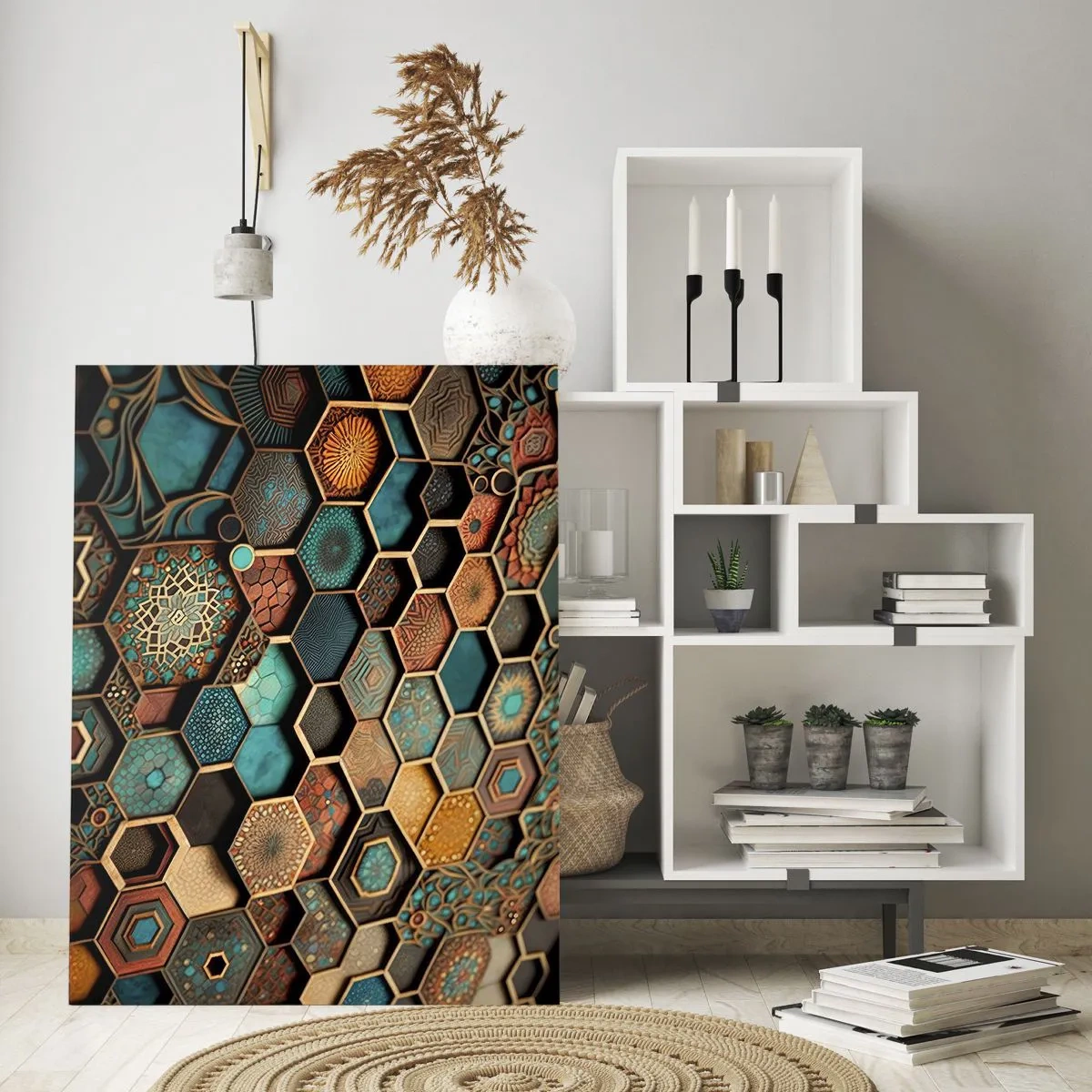 Glastavla - Bild på glas - Arabiska ornament - en variation - 70x100 cm