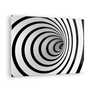 Glastavla - Bild på glas - Abstrakt spiralmönster i svart och vitt - 70x50cm - Kan du inte motstå? - Modern väggdekoration för vardagsrum och sovrum ARTTOR
