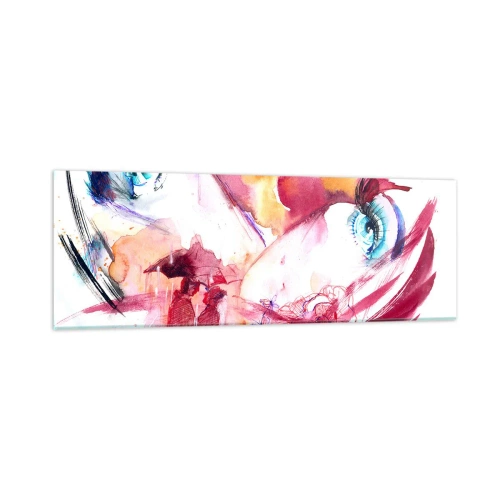 Glastavla - Bild på glas - Världen blommar i närheten - 90x30 cm