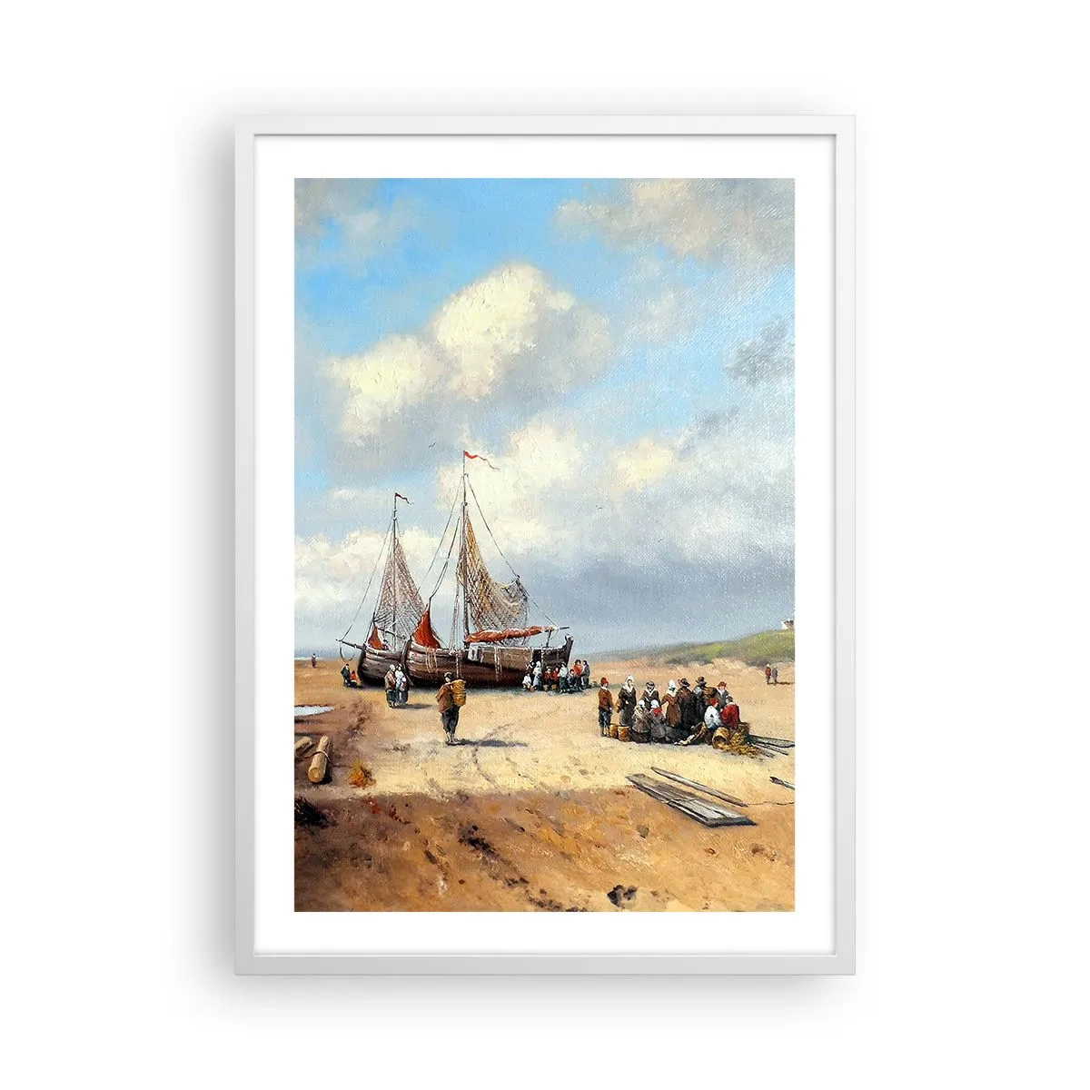 Affisch i vit ram - Efter en lyckad fångst - 50x70 cm