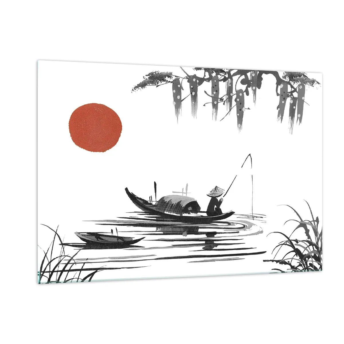 Glastavla - Bild på glas - Asiatisk eftermiddag - 120x80 cm