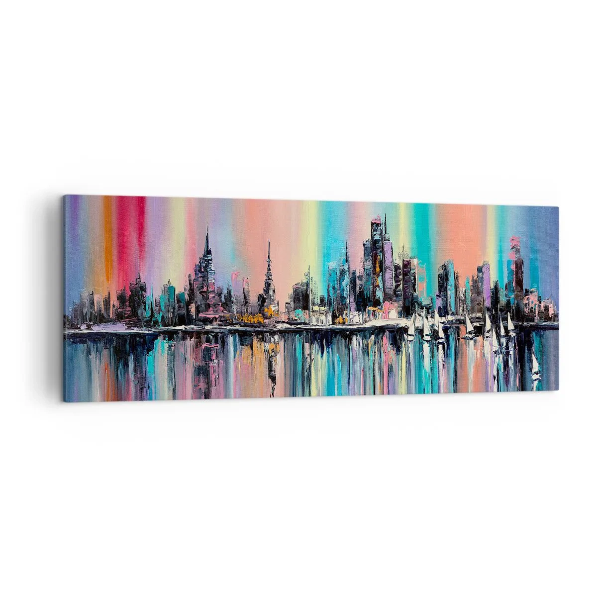 Canvastavla - Bild på duk - Nattens ljus - 140x50 cm