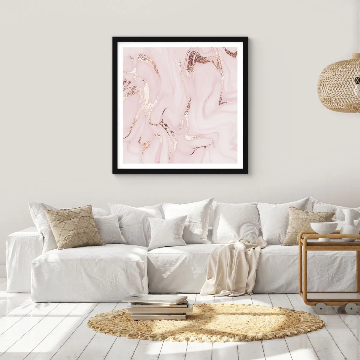 Affisch i svart ram - Rosa raseri - 30x30 cm