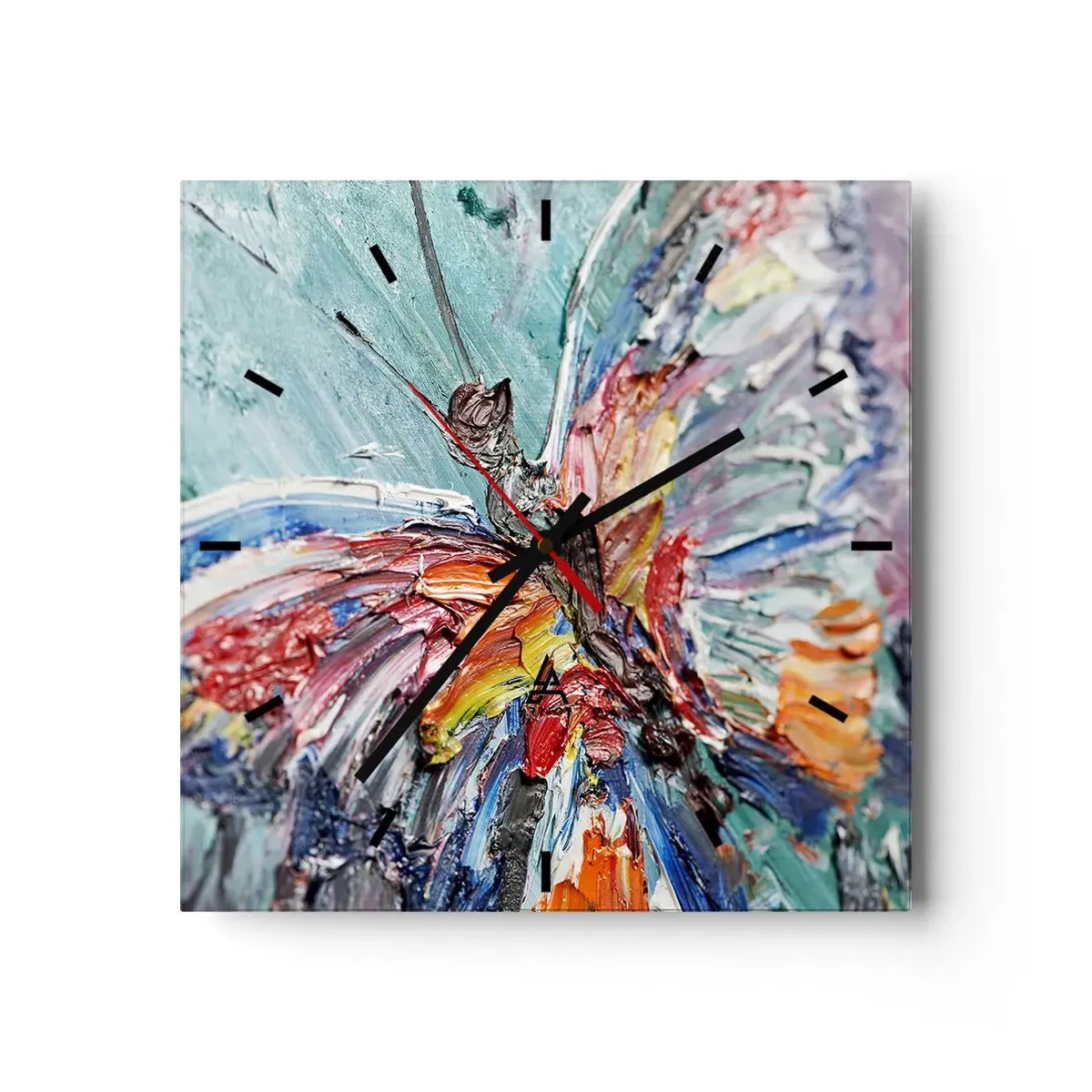 Väggklocka - Klocka på glas - Målad av naturen - 30x30 cm