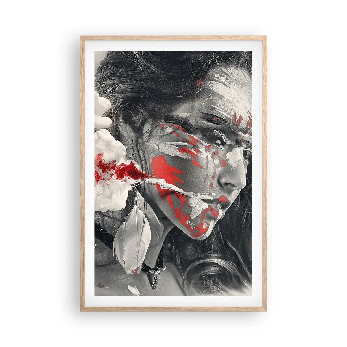 Affisch i ram av ljusek - Röd-vit absurdhet - 61x91 cm