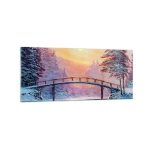 Glastavla - Bild på glas - De fyra årstiderna - vinter - 120x50 cm
