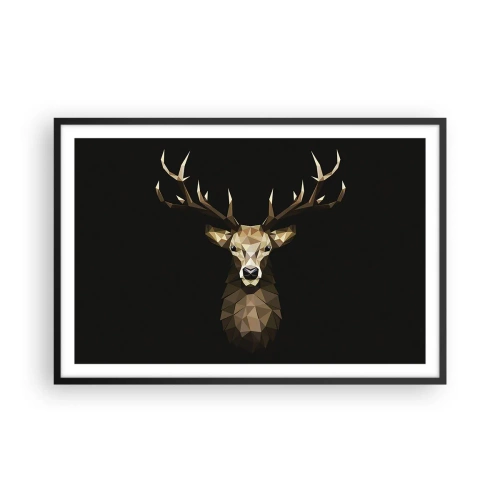 Affisch i svart ram - Kubistisk hjort - 91x61 cm