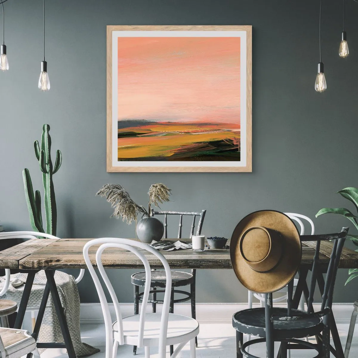 Affisch i ram av ljusek - I rosa - 50x50 cm