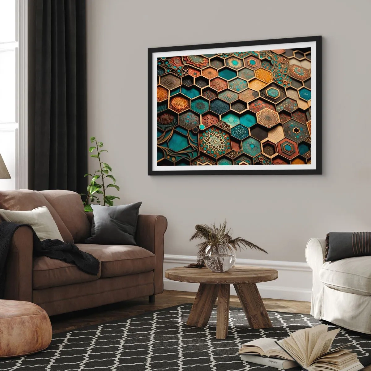 Affisch i svart ram - Arabiska ornament - en variation - 70x50 cm
