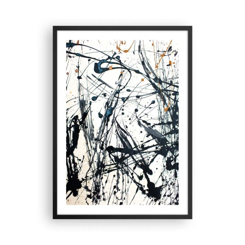Affisch i svart ram - Uttrycksfull abstraktion i gestuell målning - 50x70cm - Expressionistisk abstraktion - Modern väggdekoration för vardagsrum och sovrum ARTTOR