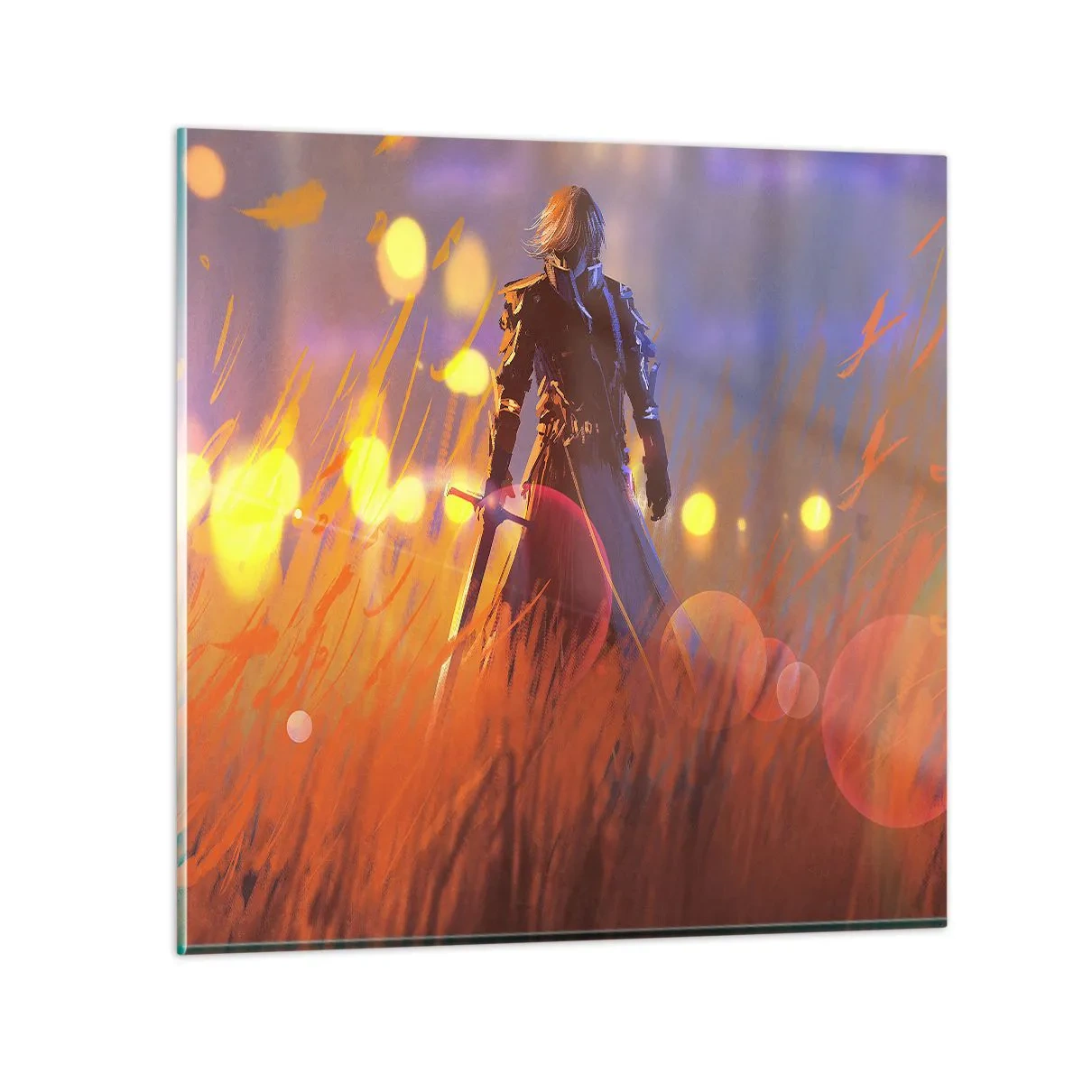 Glastavla - Bild på glas - Vandrande riddare - 50x50 cm