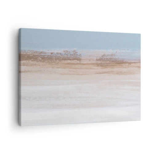 Canvastavla - Bild på duk - Ett subtilt landskap i pastellfärger av blått och beige - 70x50cm - Tvetydigt landskap - Modern väggdekoration för vardagsrum och sovrum ARTTOR