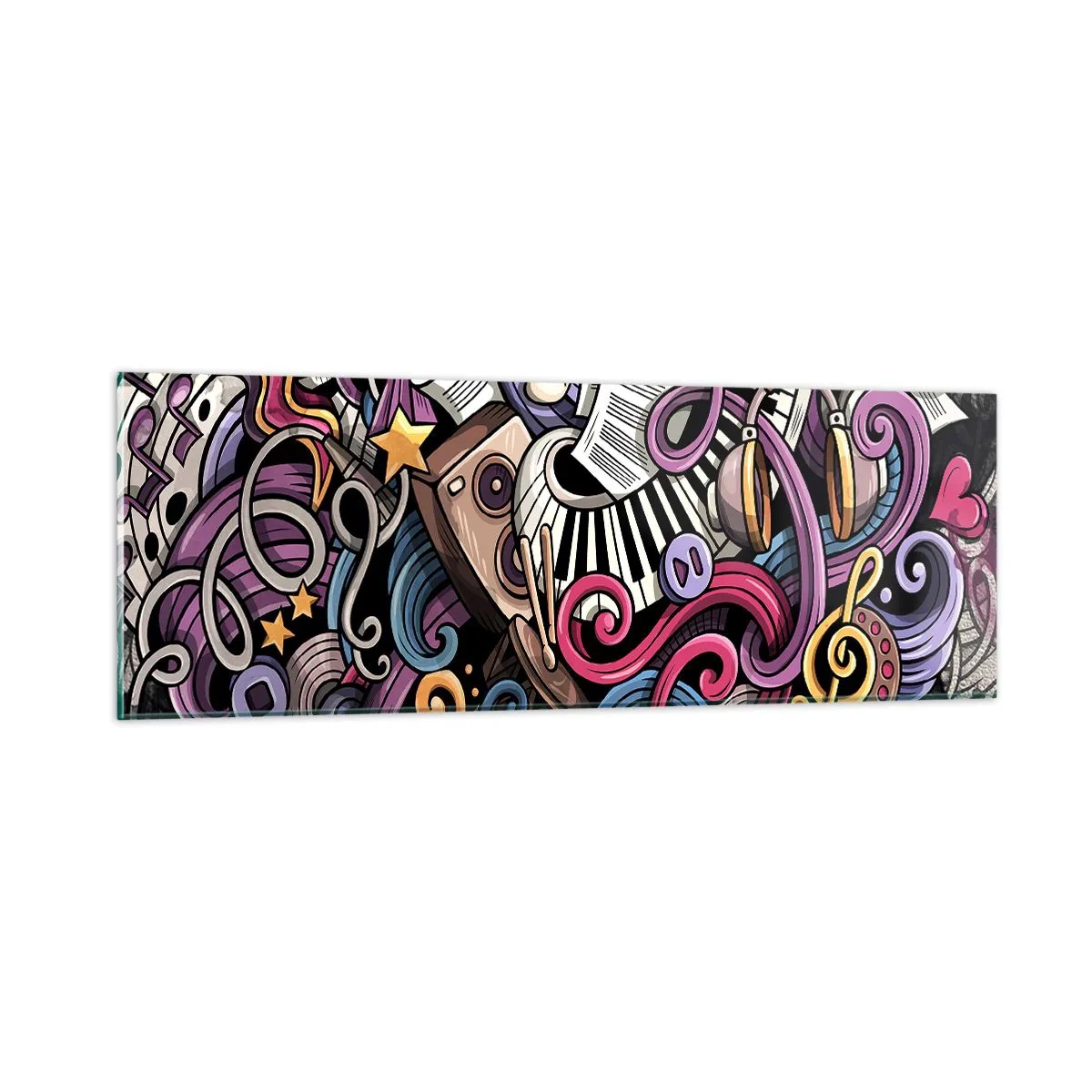 Glastavla - Bild på glas - Komplicerad melodi - 90x30 cm