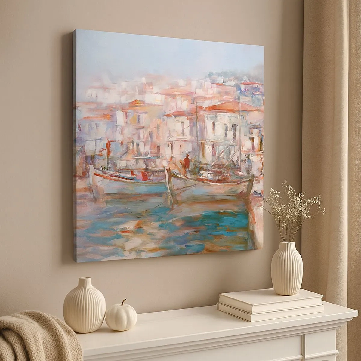 Canvastavla - Bild på duk - Pastellfärgad semester - 30x30 cm