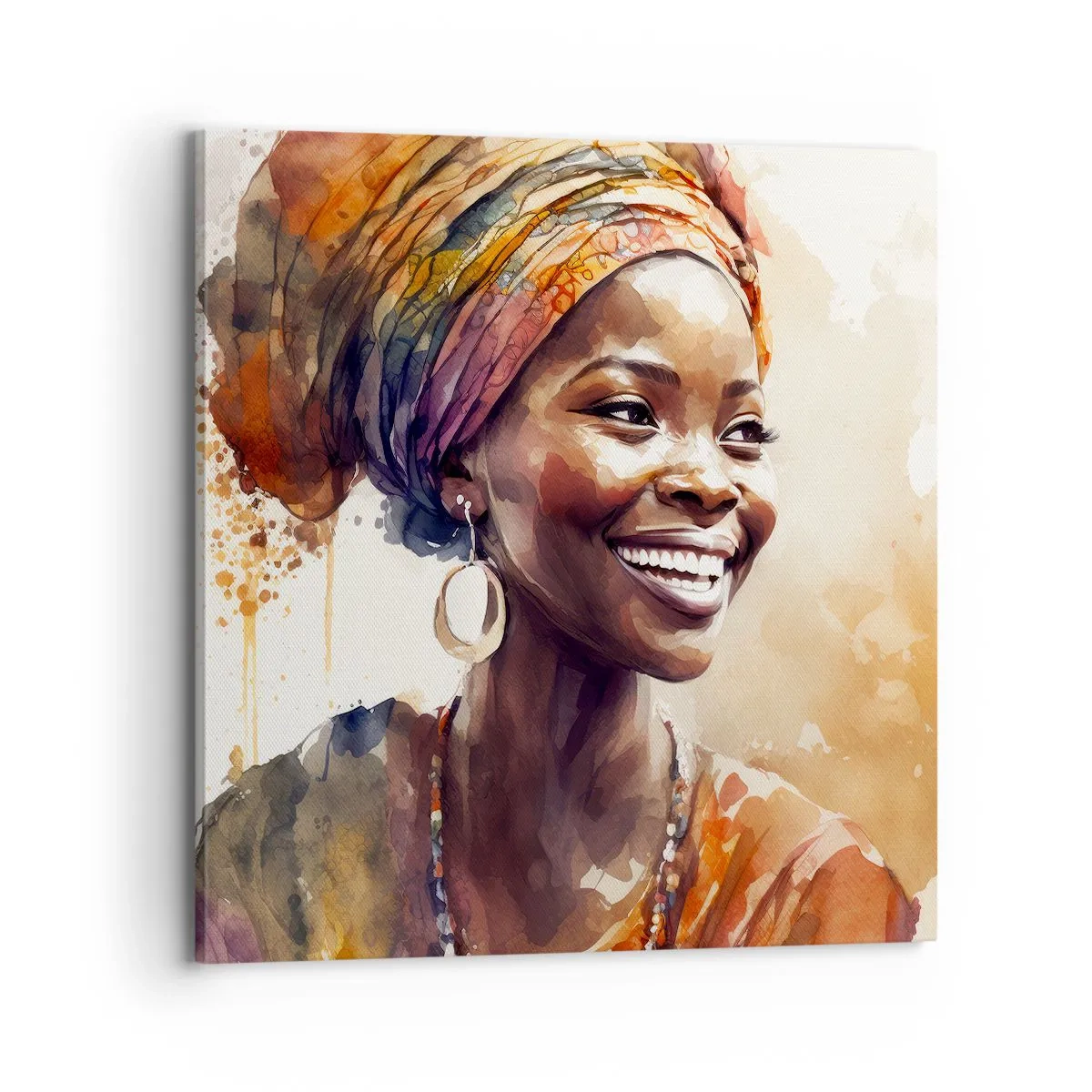 Canvastavla - Bild på duk - Afrikansk drottning - 70x70 cm