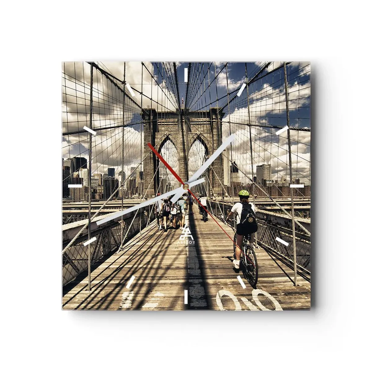 Väggklocka - Klocka på glas - Direkt till stadens kärna - 30x30 cm