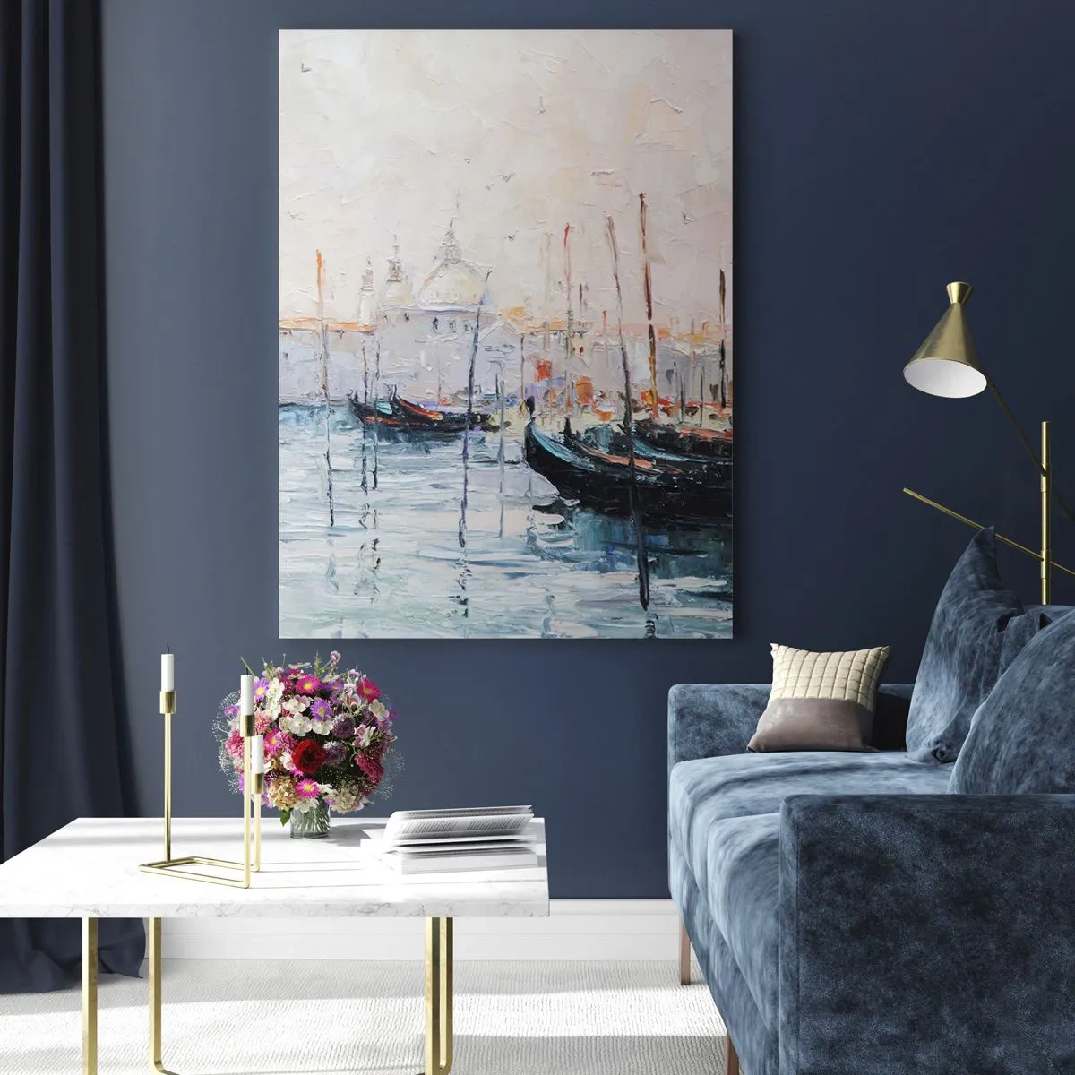 Glastavla - Bild på glas - Bortom vatten, bortom dimma - 80x120 cm