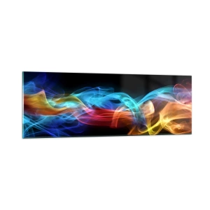 Glastavla - Bild på glas - Dimmas regnbågsdans - 90x30 cm