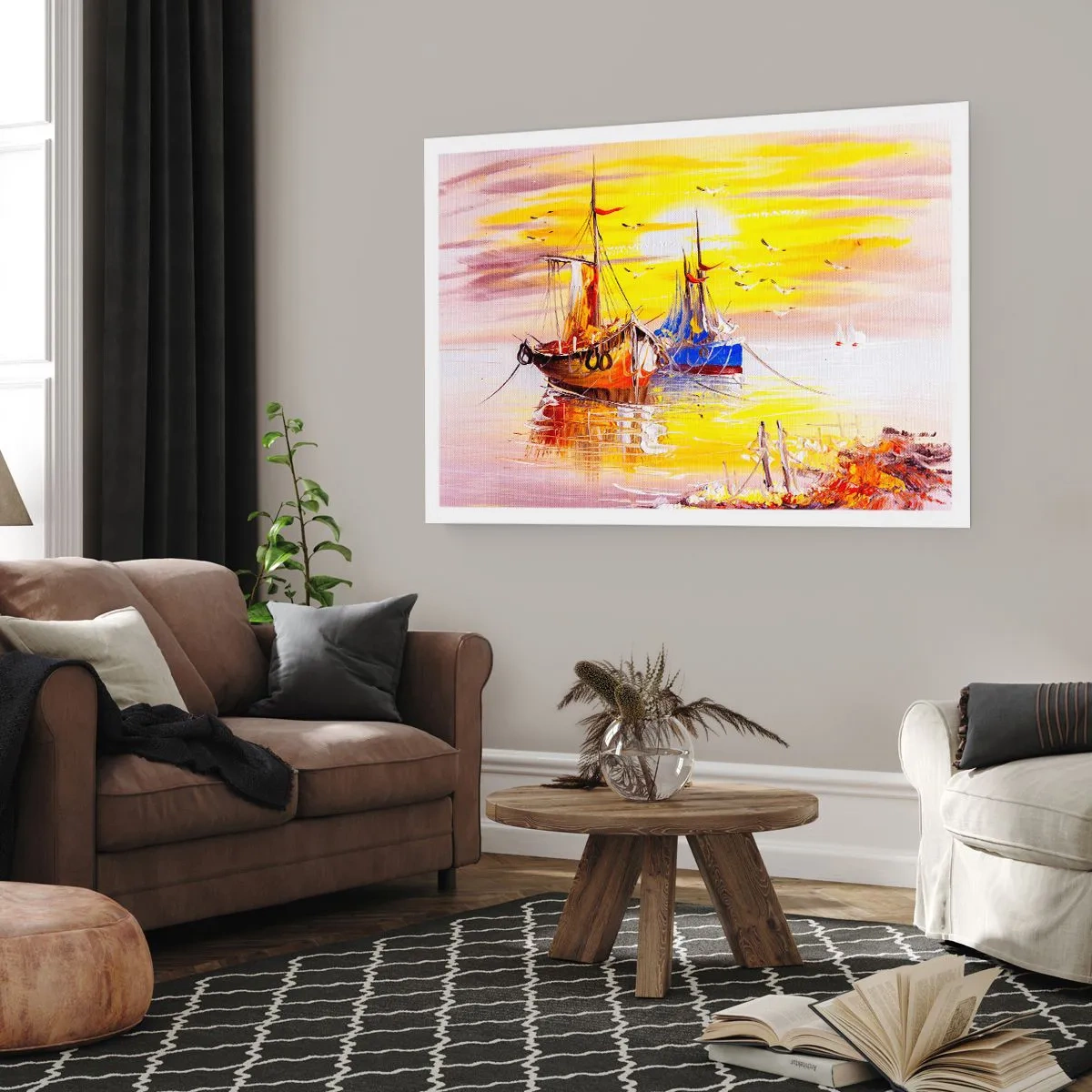 Affisch - Välförtjänt vila i hamnen - 50x40 cm