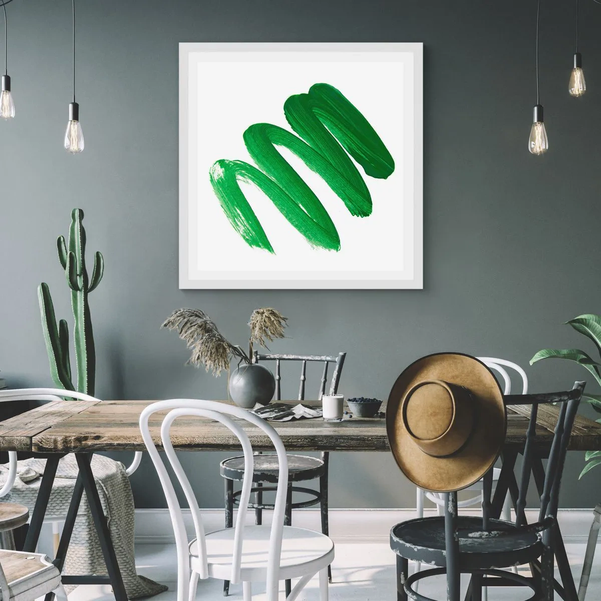 Affisch i vit ram - Ett grönt skämt - 50x50 cm