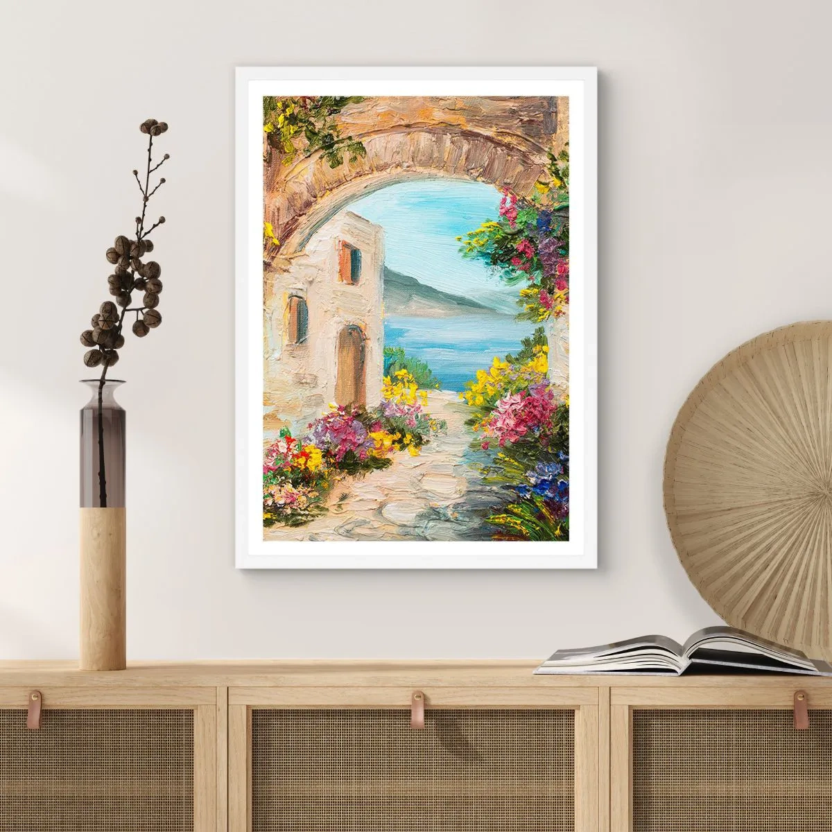 Affisch i vit ram - Kustprovinsens charm - 70x100 cm