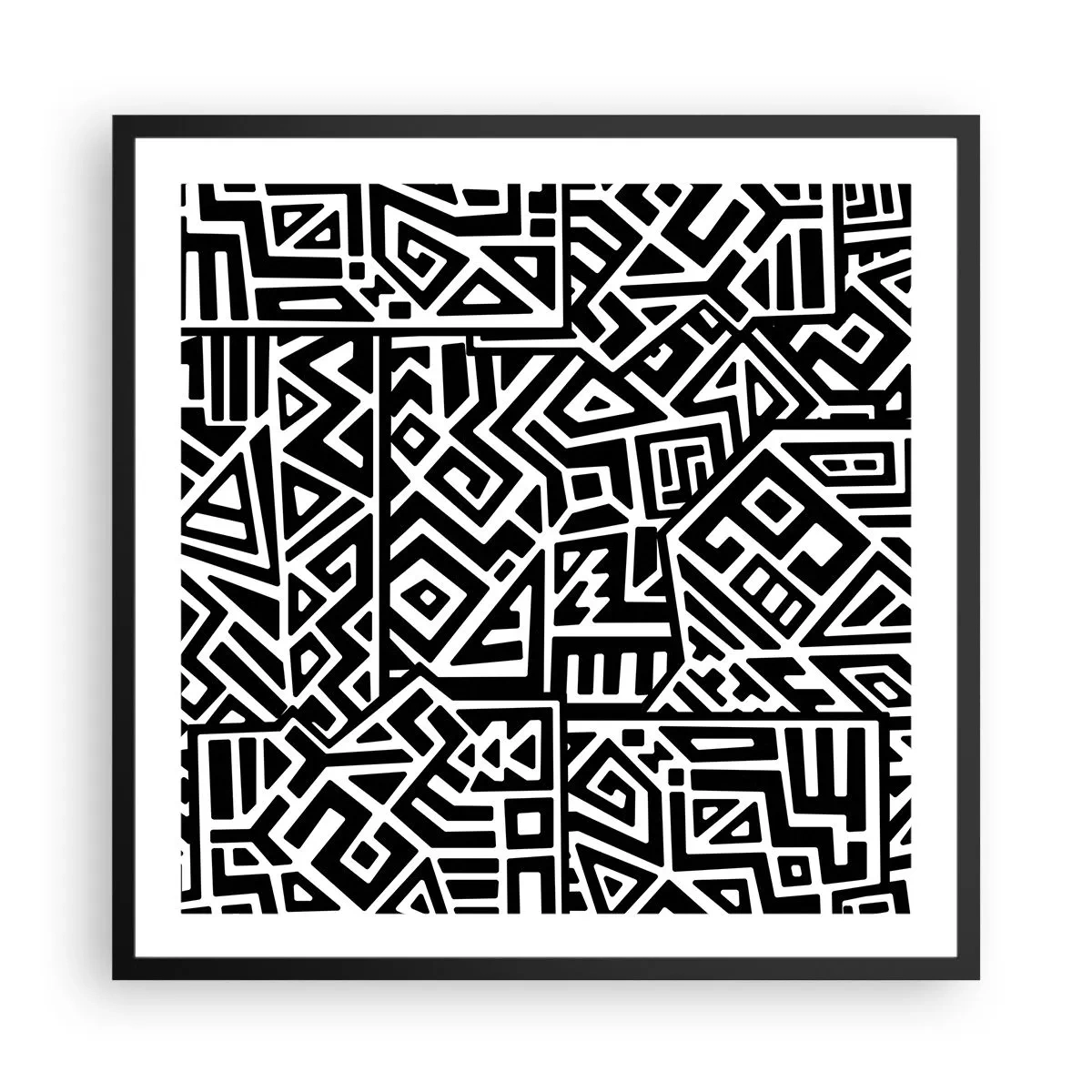 Affisch i svart ram - Prekolumbisk komposition - 60x60 cm