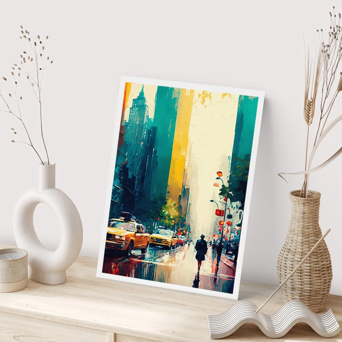 Affisch - New York - här är till och med regnet färgstarkt - 30x40 cm