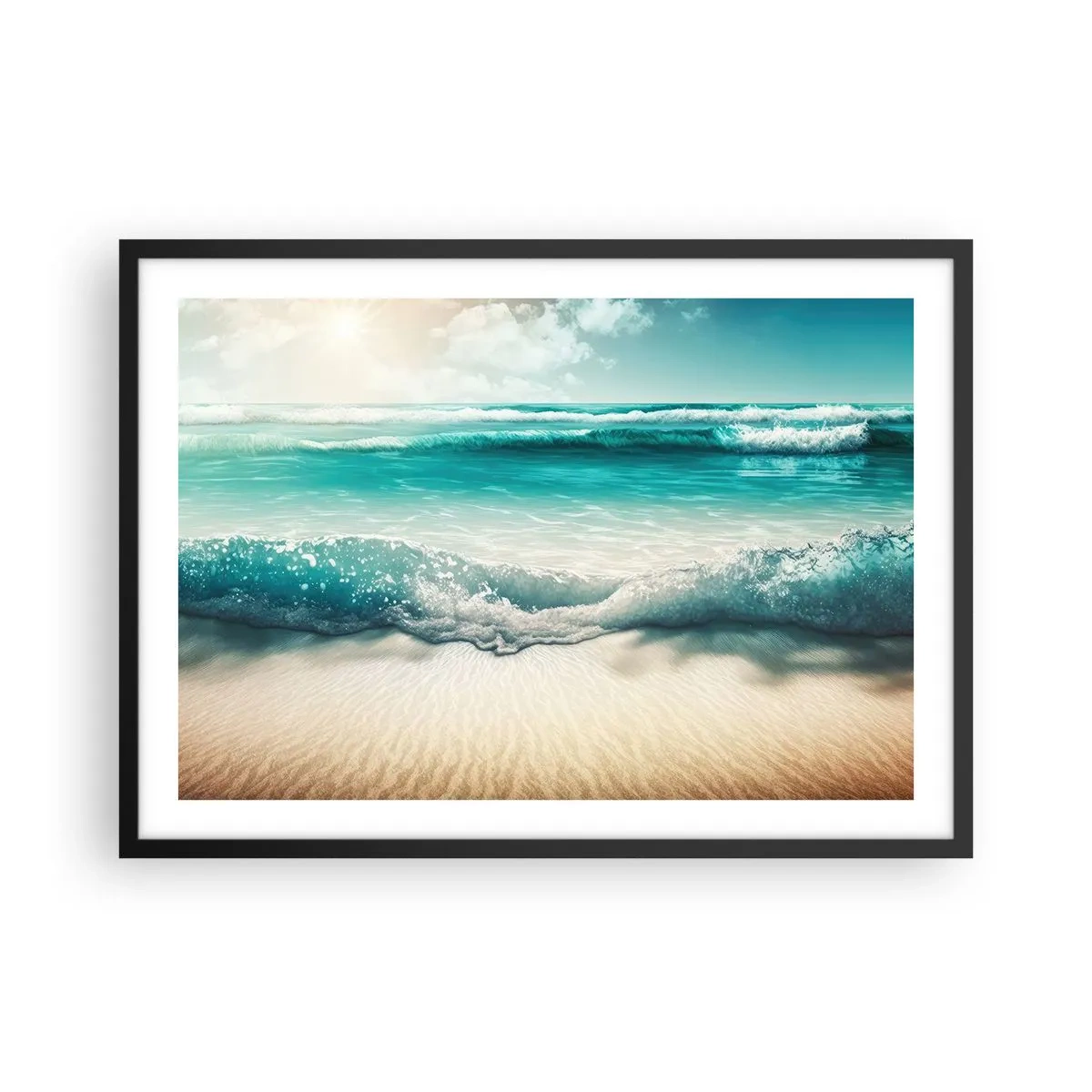 Affisch i svart ram - Lugnet i havet - 70x50 cm