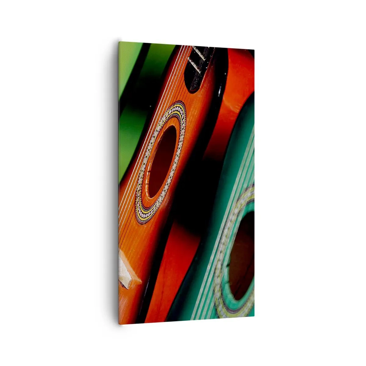 Canvastavla - Bild på duk - Gitarren har flera färger - 65x120 cm