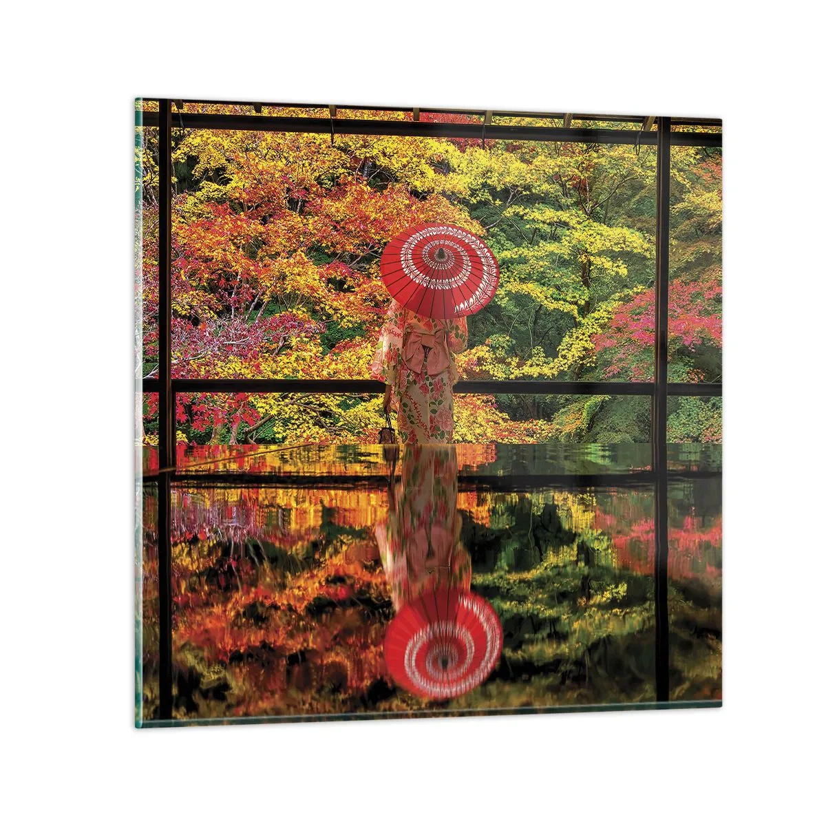 Glastavla - Bild på glas - I naturens tempel - 70x70 cm