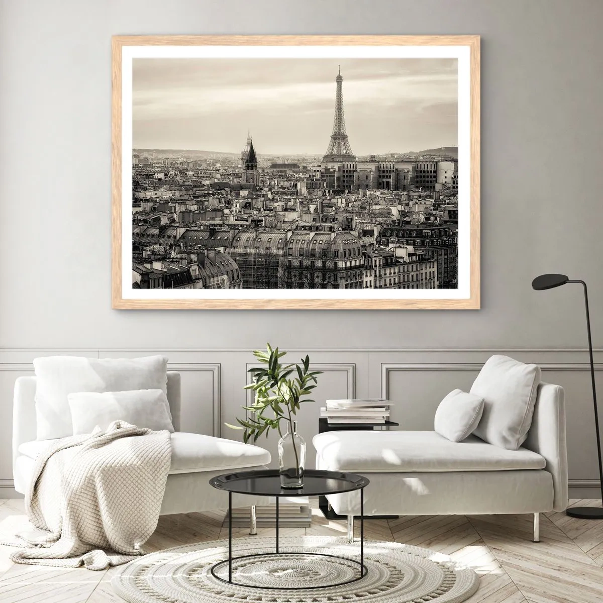 Affisch i ram av ljusek - Över Paris tak - 70x50 cm