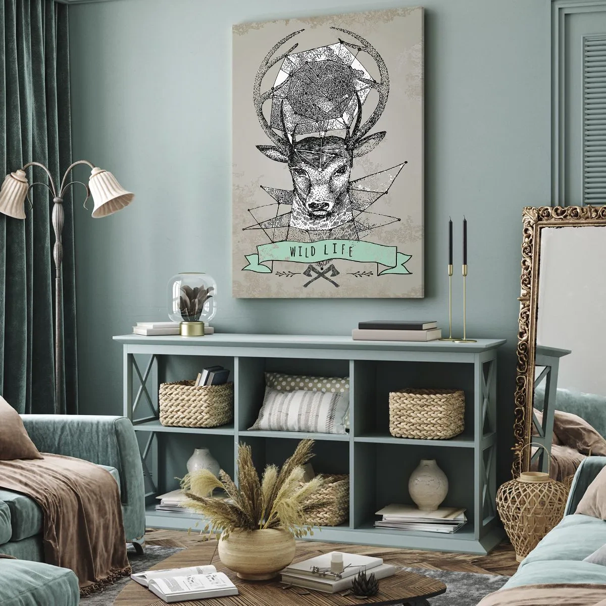 Canvastavla - Bild på duk - Den heliga Hubertus vision - 50x70 cm