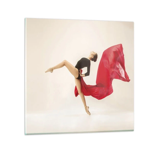 Glastavla - Bild på glas - Röd och svart - 40x40 cm