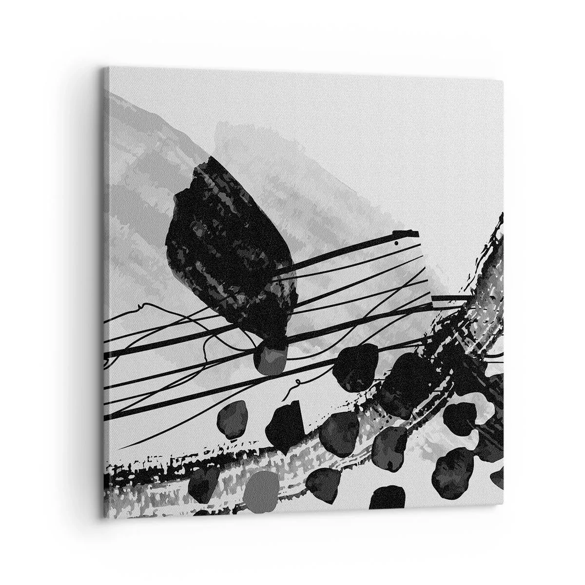 Canvastavla - Bild på duk - Svartvit organisk abstraktion - 60x60 cm