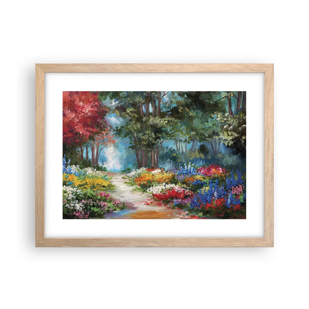 Affisch i ram av ljusek - Skogsträdgård, blomskog - 40x30 cm
