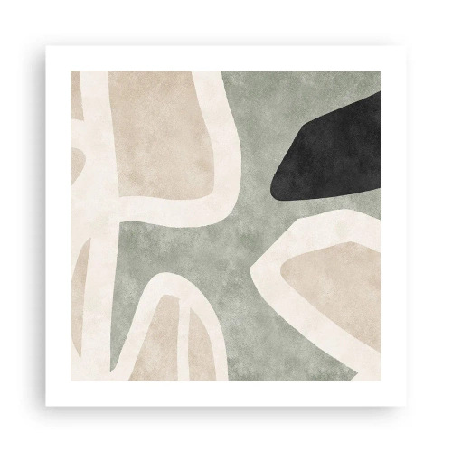 Affisch - Komposition med svart motiv - 50x50 cm
