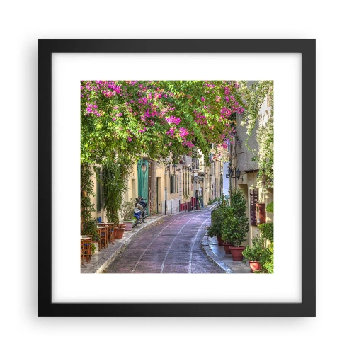 Affisch i svart ram - Blommande gata - 30x30 cm