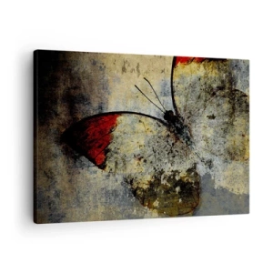 Canvastavla - Bild på duk - En fjäril i nyanser av rött och grått på en texturerad bakgrund - 70x50cm - Se innan jag försvinner - Modern väggdekoration för vardagsrum och sovrum ARTTOR