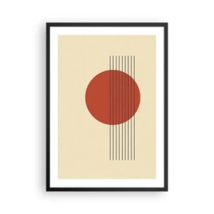 Affisch i svart ram - Geometrisk komposition med en röd cirkel - 50x70cm - Cirkel och linjer - Modern väggdekoration för vardagsrum och sovrum ARTTOR