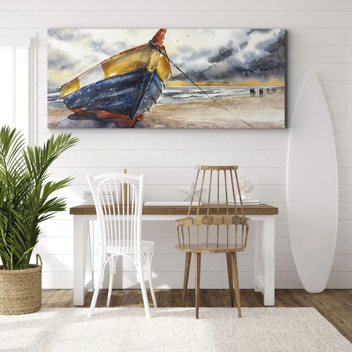 Canvastavla - Bild på duk - Vila på stranden - 160x50 cm