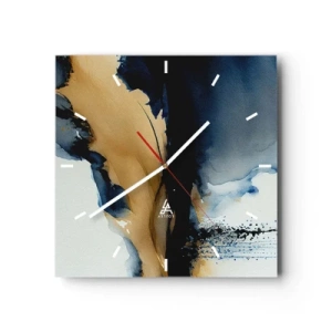 Väggklocka - Klocka på glas - Bakom ridån - 30x30 cm