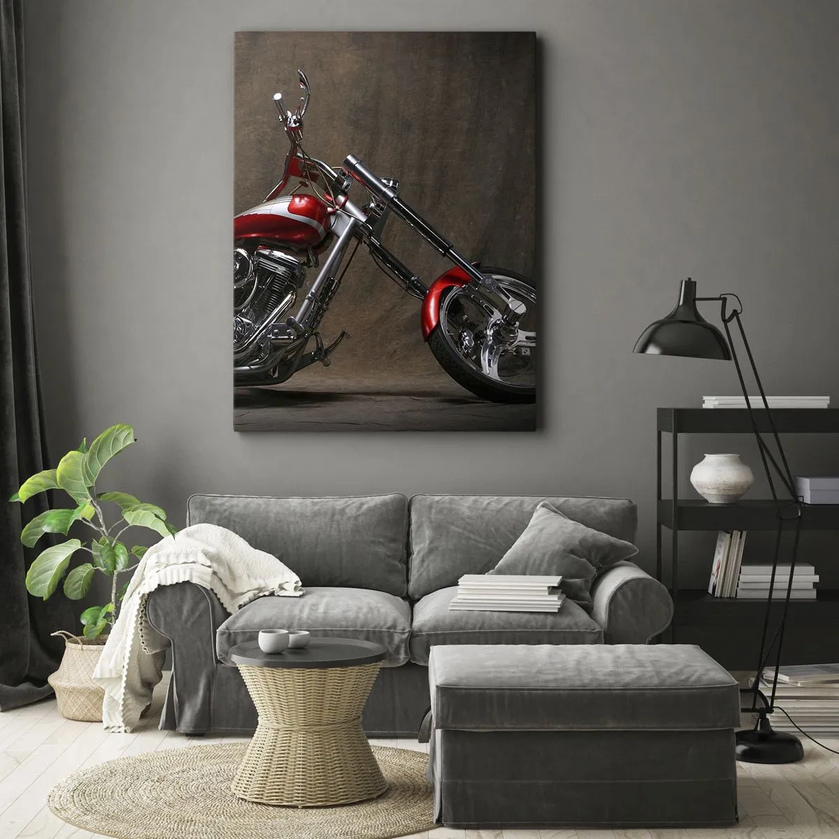 Canvastavla - Bild på duk - Röd-silver skönhet - 50x70 cm