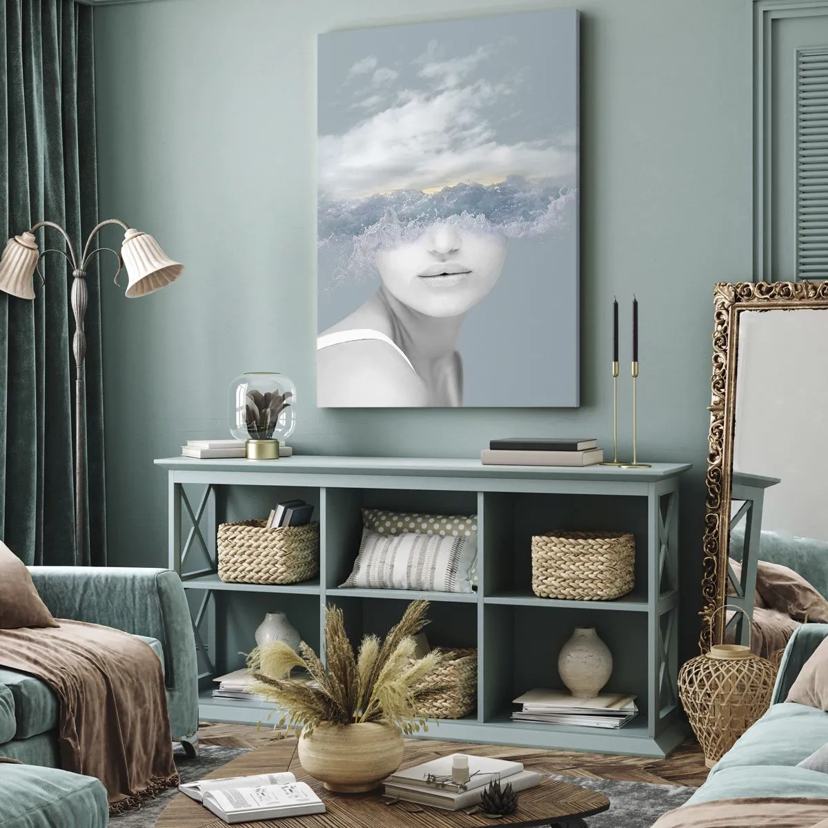 Canvastavla - Bild på duk - Med huvudet i molnen - 50x70 cm