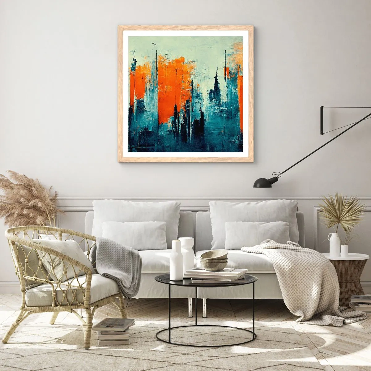 Affisch i ram av ljusek - Modernt landskap - 30x30 cm