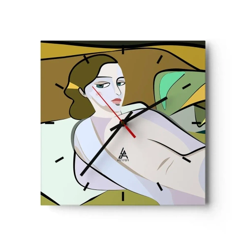 Väggklocka - Klocka på glas - Intim porträtt - 40x40 cm